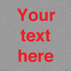 Custom blank information sign. Red text, plain background